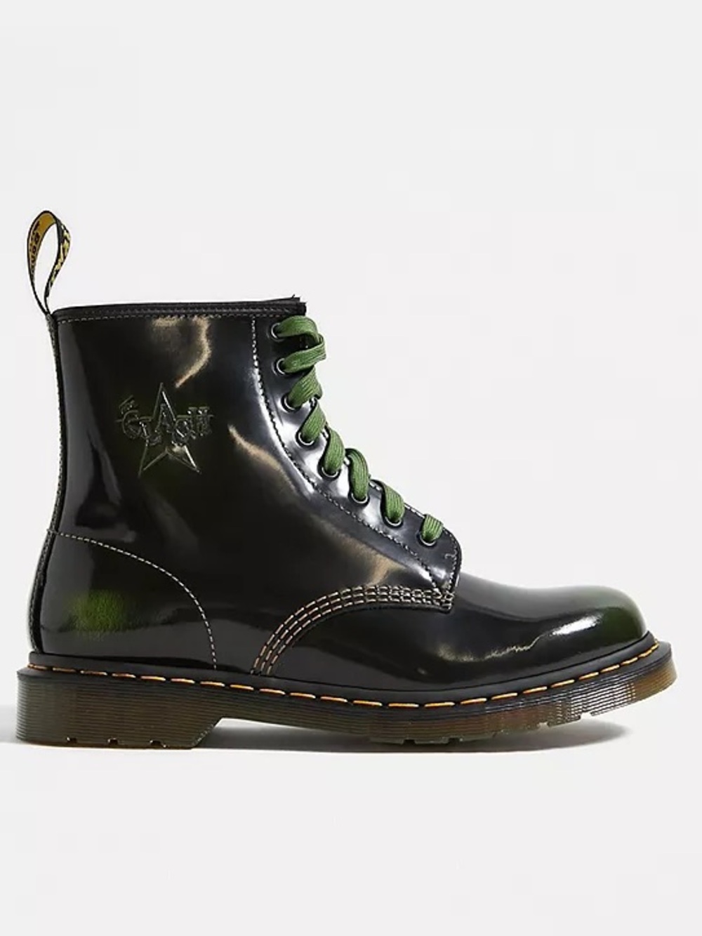 Dr. Martens 1460 The Clash Limited Edition Army Green Black Lace Up Leather Boot